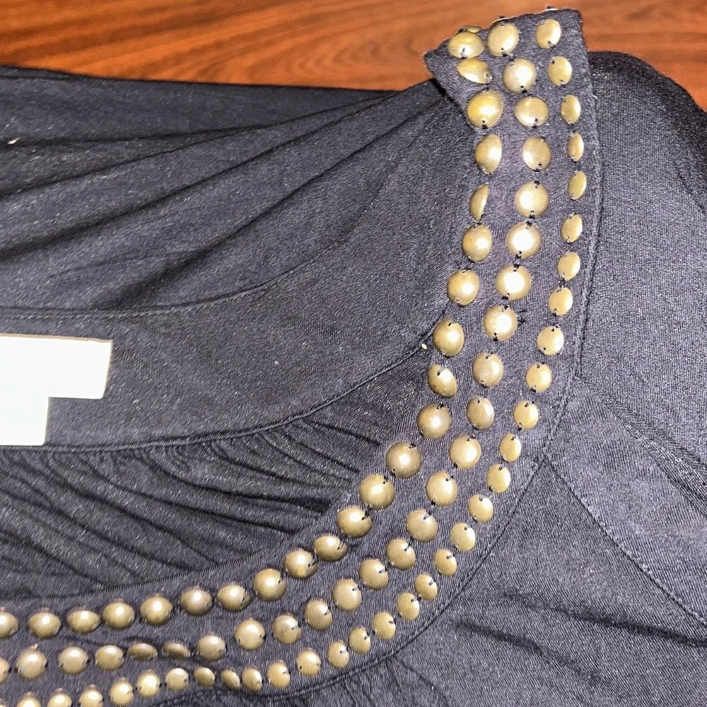 Michael Kors Sleeveless Black Studded Scoop Neck Women's Top sz 2X